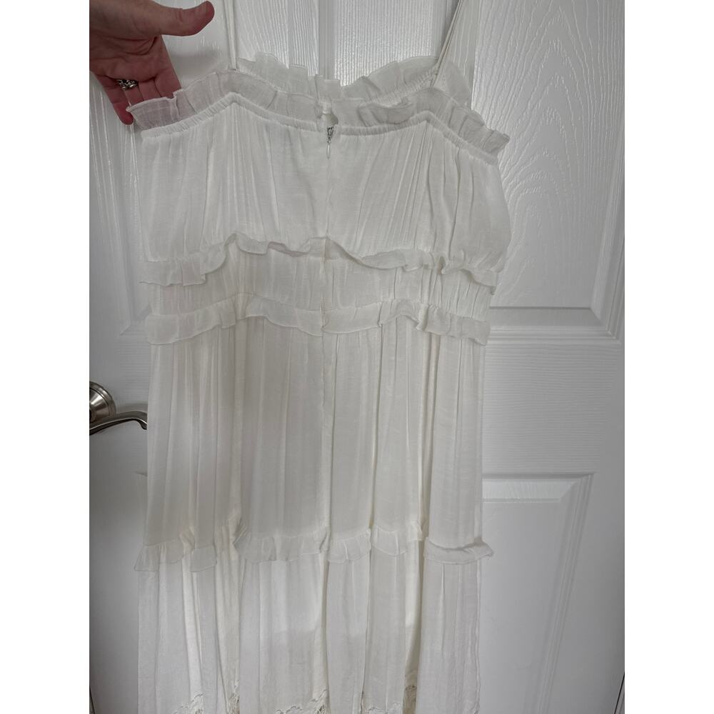 HYFVE White Ruffle crochet Trim Tiered Boho sleeveless Maxi Dress large - Picture 9 of 13